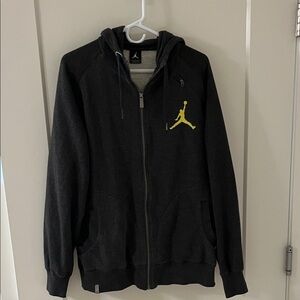 Jordan Charcoal Hoodie Jacket with Yellow Logo - Mens Large